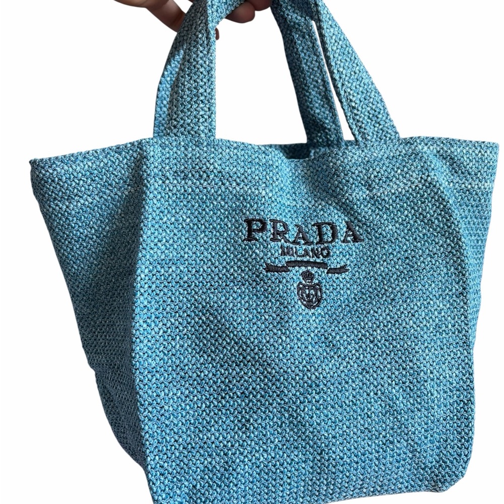 Prada Mini Raffia Tote Bag – Light Blue – GWP (Gift With Purchase) - Picture 6 of 12